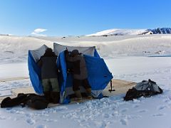01C Our Crew Setting Up Our Kitchen Tent At Our Bylot Island Camp On Floe Edge Adventure Nunavut Canada